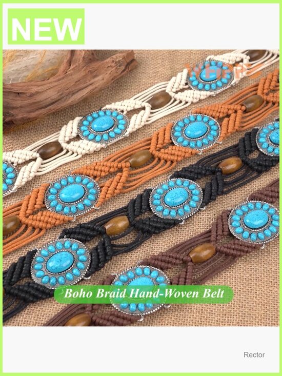 Boho Hand-Woven Wax Rope Waist Belt with Tassels 2\